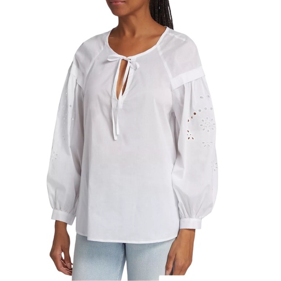 Rails Dari 100% Cotton Blouse with Eyelet Sleeve Detail. Size L - Picture 3 of 14